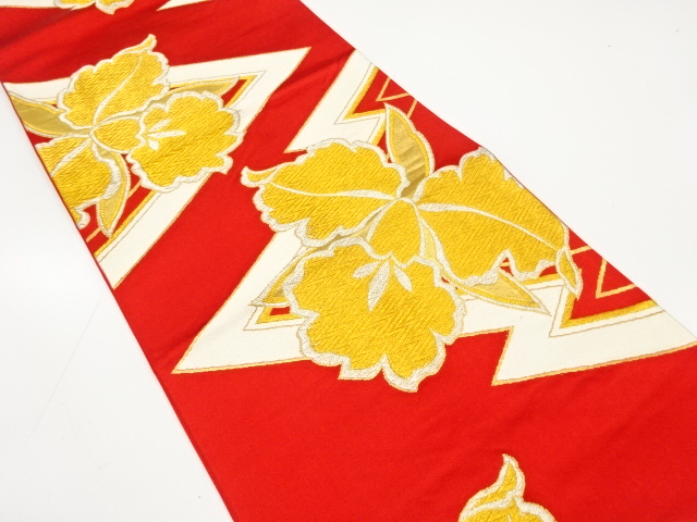 JAPANESE KIMONO / ANTIQUE FUKURO OBI / SILK / WOVEN MATSUKAWABISHI